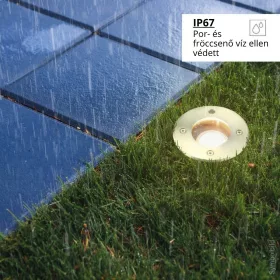 Kerek, IP67 védettségű, GU10 foglalatos talajba építhető LED lámpa kerti utakhoz