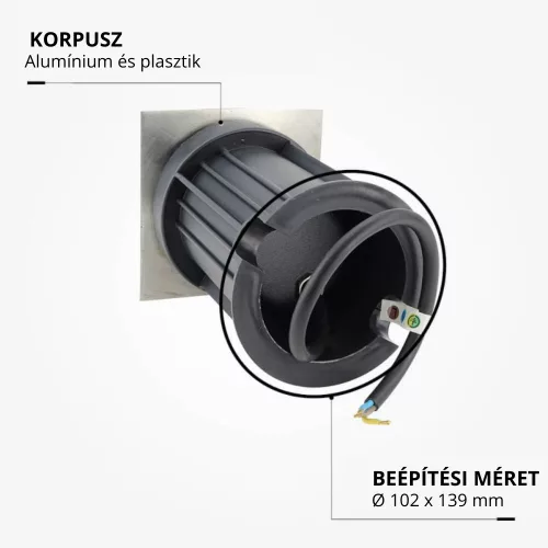 Négyzet, IP67 védettségű, GU10 foglalatos talajba építhető LED lámpa kerti utakhoz