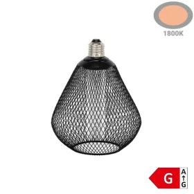 11701 nagyméretű nyújtott harang alakú E27 designer LED izzó fekete rácsos textúrával