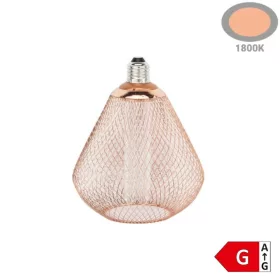 11702 nagyméretű nyújtott harang alakú E27 designer LED izzó réz rácsos textúrával