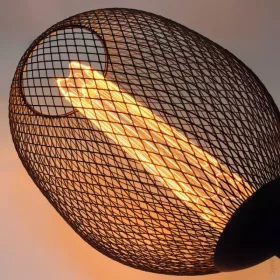 11703 nagyméretű nyújtott ovális alakú E27 designer LED izzó fekete rácsos textúrával
