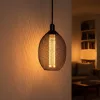 11703 nagyméretű nyújtott ovális alakú E27 designer LED izzó fekete rácsos textúrával