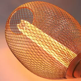 11704 nagyméretű nyújtott ovális alakú E27 designer LED izzó réz rácsos textúrával