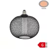 11705 nagyméretű lapított gömb alakú E27 designer LED izzó fekete rácsos textúrával