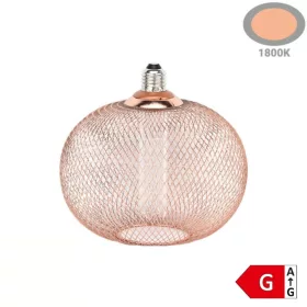 11706 nagyméretű lapított gömb alakú E27 designer LED izzó réz rácsos textúrával