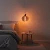 11706 nagyméretű lapított gömb alakú E27 designer LED izzó réz rácsos textúrával