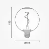 11707 nagyméretű G125-ös E27 designer LED izzó fekete rácsos textúrával és 1800K extra meleg fénnyel
