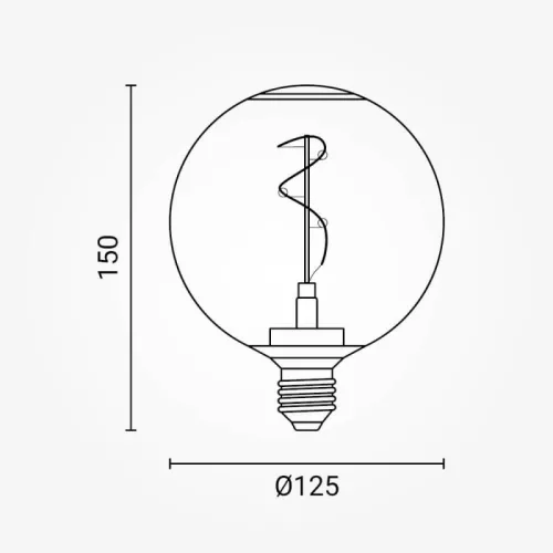 11708 nagyméretű G125-ös E27 designer LED izzó réz színű burával és 1800K extra meleg fénnyel
