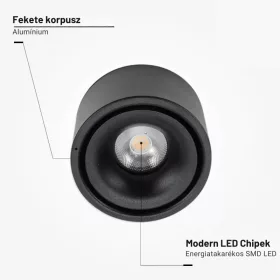 Fix LED Spotlámpa 10W, 800lm, Fekete, Természetes Fényű