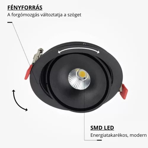 30W-os extra erős billenthető LED panel 3000 lumen fényerővel és CRI90 színhűséggel, fekete lámpatest