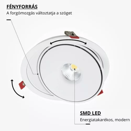 30W-os extra erős billenthető LED panel 3000 lumen fényerővel és CRI90 színhűséggel, fehér lámpatest