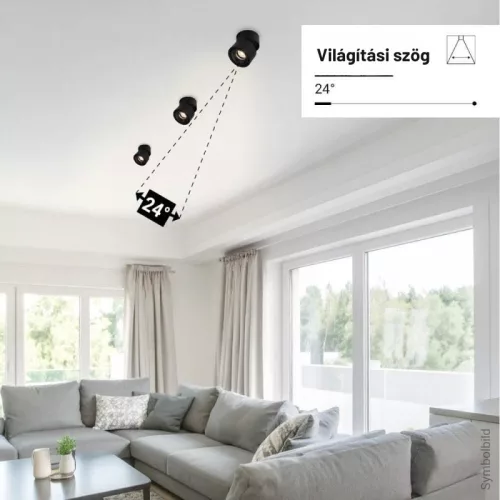 Dönthető LED Spotlámpa 12W, 960lm, Természetes Fényű, Fekete