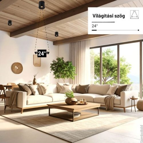 Dönthető LED Spotlámpa 12W, 960lm, Meleg Fényű. Fekete