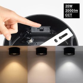 Prémium Falon Kívüli Billenthető LED Spotlámpa, 20W, 2000lm, 24°, CCT, Fehér – Élethű Színek (CRI90) és Irányítható Fény