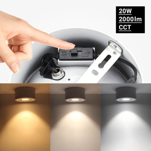 Prémium Falon Kívüli Billenthető LED Spotlámpa, 20W, 2000lm, 24°, CCT, Fehér – Élethű Színek (CRI90) és Irányítható Fény