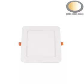 Szögletes fehér süllyeszthető slim LED panel és spotlámpa 12W választható 3CCT színhőmérséklettel