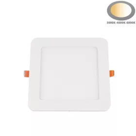 Szögletes négyzet alakú fehér süllyeszthető ultra slim 15mm LED panel 18W választható 3CCT színhőmérséklettel