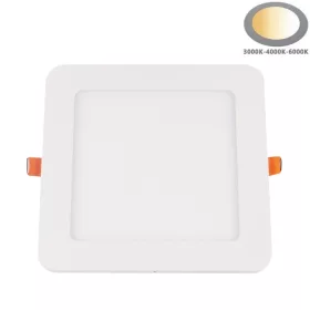 Szögletes négyzet alakú fehér süllyeszthető ultra slim 15mm LED panel 24W választható 3CCT színhőmérséklettel