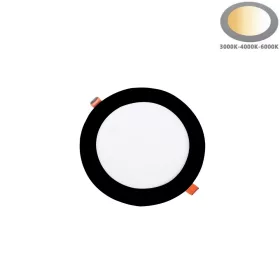 Kerek fekete keretes süllyeszthető ultra slim 14mm LED panel 6W választható 3CCT színhőmérséklettel