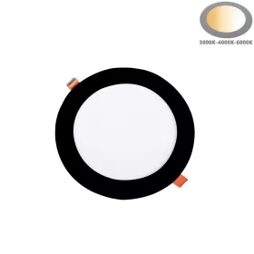 Kerek fekete keretes süllyeszthető ultra slim 14mm LED panel 12W választható 3CCT színhőmérséklettel