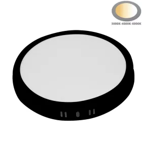 Kerek fekete falon kívüli felületre szerelhető LED panel 24W választható 3CCT színhőmérséklettel