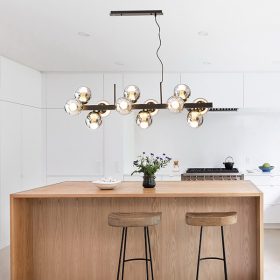 Modern csillár stílusú függeszték – 12 foglalattal – fekete és füst kombináció