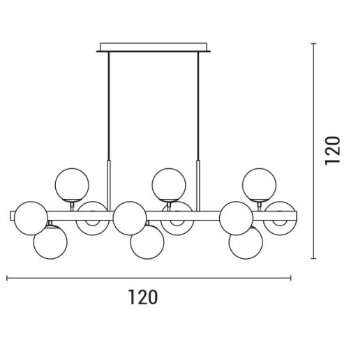 ARTE ILLUMINA 12 izzós függeszték – fekete matt vázzal és füst üveg burákkal