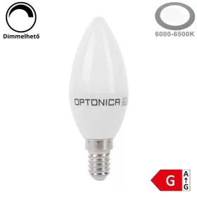   Optonica fényerőszabályozható LED gyertya izzó E14 6W 480lm Hideg fehér