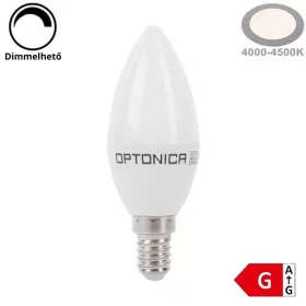   Optonica fényerőszabályozható LED gyertya izzó E14 6W 480lm Természetes fehér