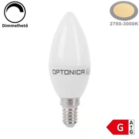   Optonica fényerőszabályozható LED gyertya izzó E14 6W 480lm Meleg fehér