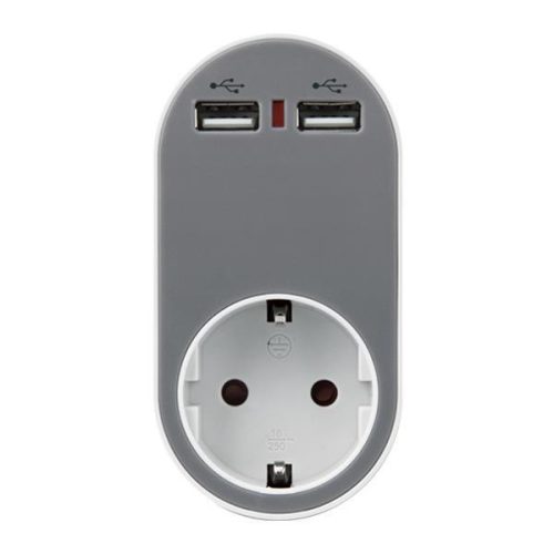 3az1-ben Konnektor Elosztó és USB Töltő – Gyerekvédelemmel, Szürke