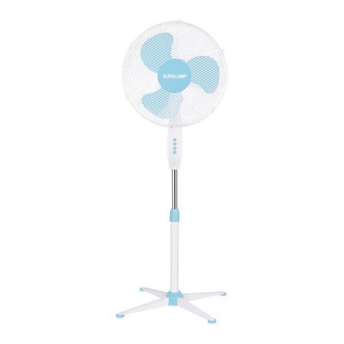 Eurolamp Álló Ventilátor – Φ40cm, 60W, 3 Sebesség, Kék-Fehér