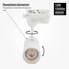 Bridgelux sínes LED lámpa 12W 1200lm 24° 4000K fekete