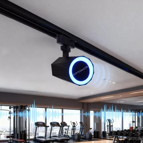 Optonica 1-fázisú sínlámpa beépített Bluetooth hangszóróval és RGB világítással
