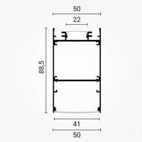   Lineáris Lámpa Profil Opál Fedővel Direkt/Indirekt Világítással 2 méter - Fekete, Alumínium