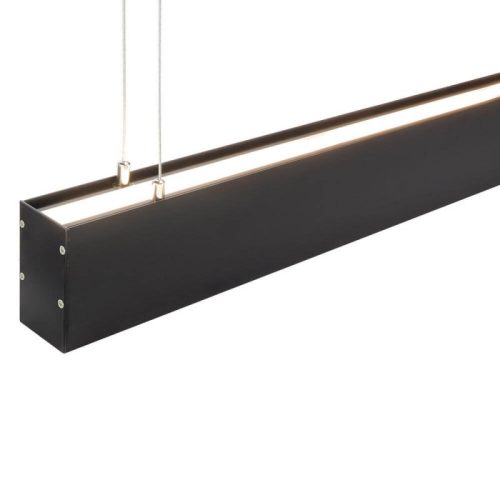 Lineáris Lámpa Profil Opál Fedővel Direkt/Indirekt Világítással 2 méter - Fekete, Alumínium