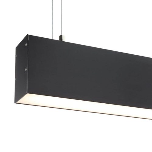 Lineáris Lámpa Profil Opál Fedővel Direkt/Indirekt Világítással 2 méter - Fekete, Alumínium