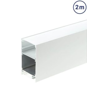   Lineáris Lámpa Profil Opál Fedővel Direkt/Indirekt Világítással 2 méter - Fehér, Alumínium