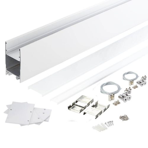 Lineáris Lámpa Profil Opál Fedővel Direkt/Indirekt Világítással 2 méter - Fehér, Alumínium