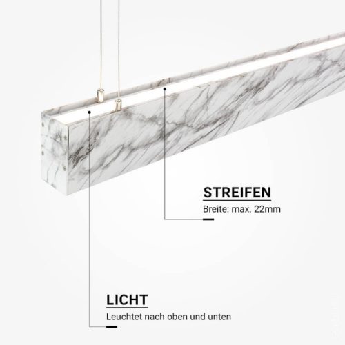 Lineáris Lámpa Profil Opál Fedővel Direkt/Indirekt Világítással 2 méter - Márvány Mintás Alumínium