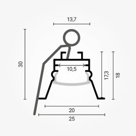 Bútorlapba és gipszkartonba süllyeszthető, eloxált alumínium LED profil szett