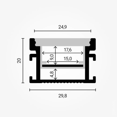 Masszív, járásálló, padlóba süllyeszthető alumínium LED profil szett