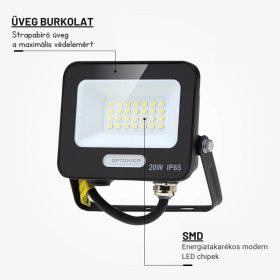 LED reflektor 20W 1800lm 4000K 120º SMD Fekete-Optonica