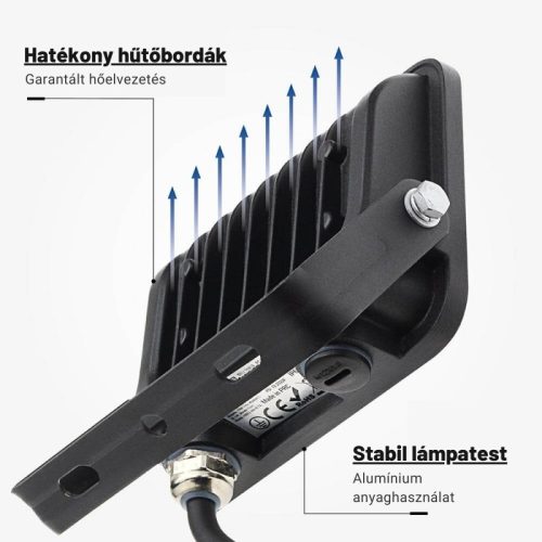 LED reflektor 20W 1800lm 4000K 120º SMD Fekete-Optonica