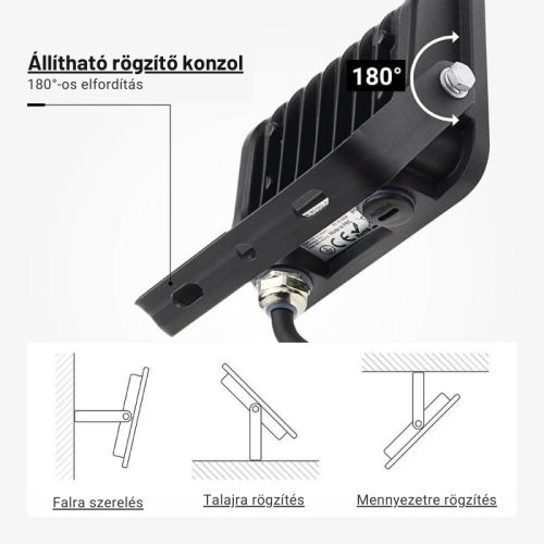 LED reflektor 20W 1800lm 4000K 120º SMD Fekete-Optonica