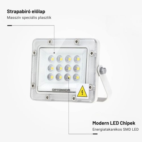 Professzionális, 10W-os, fehér LED reflektor, IP65 védelemmel, hideg fehér 1000lumen