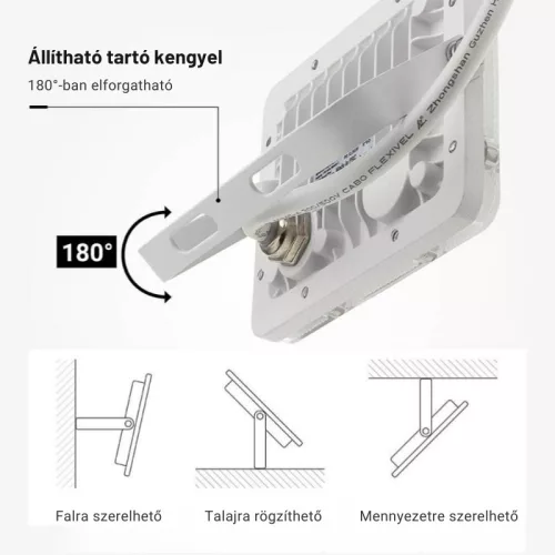 Professzionális, 10W-os, fehér LED reflektor, IP65 védelemmel, természetes fehér 1000lumen
