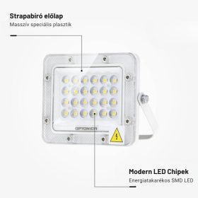 Professzionális, 20W-os, fehér LED reflektor, IP65 védelemmel, hideg fehér 2000lumen