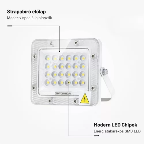Professzionális, 20W-os, fehér LED reflektor, IP65 védelemmel, hideg fehér 2000lumen