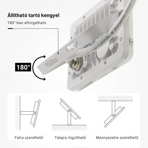 Professzionális, 20W-os, fehér LED reflektor, IP65 védelemmel, hideg fehér 2000lumen
